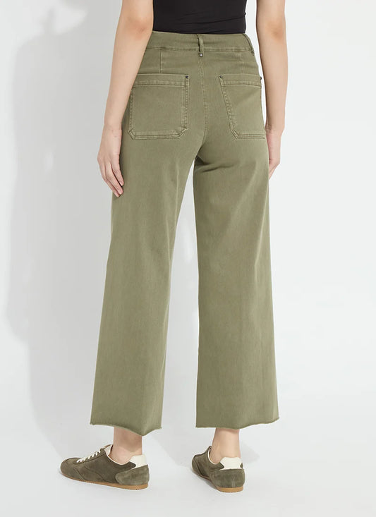 Lyssé/ The Erin Hi Waist Denim Wide Leg/ Antique Wash Smoked Green