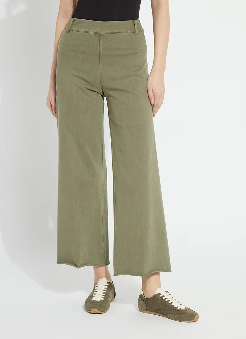 Lyssé/ The Erin Hi Waist Denim Wide Leg/ Antique Wash Smoked Green