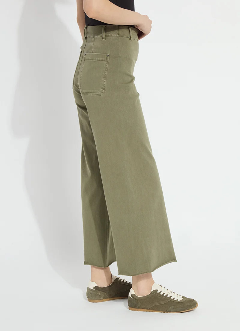 Lyssé/ The Erin Hi Waist Denim Wide Leg/ Antique Wash Smoked Green
