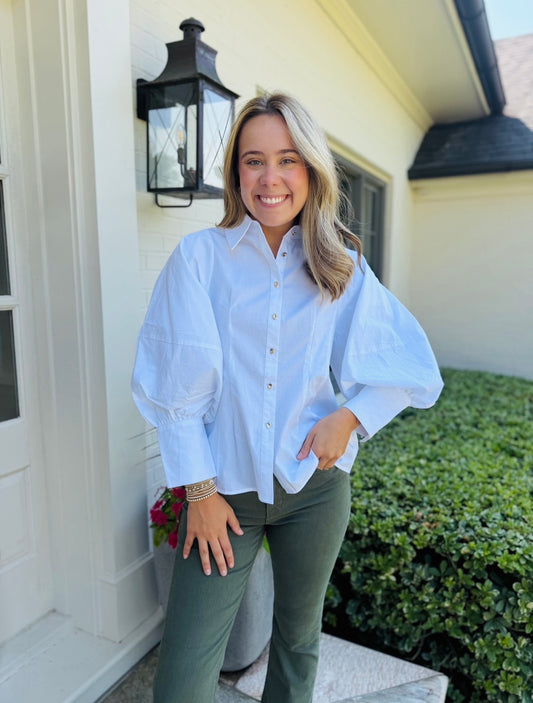 The Gold Button Statement Top