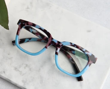 Peepers/ To the Max Eyeglasses/ Light Blue Botanico + Light Blue