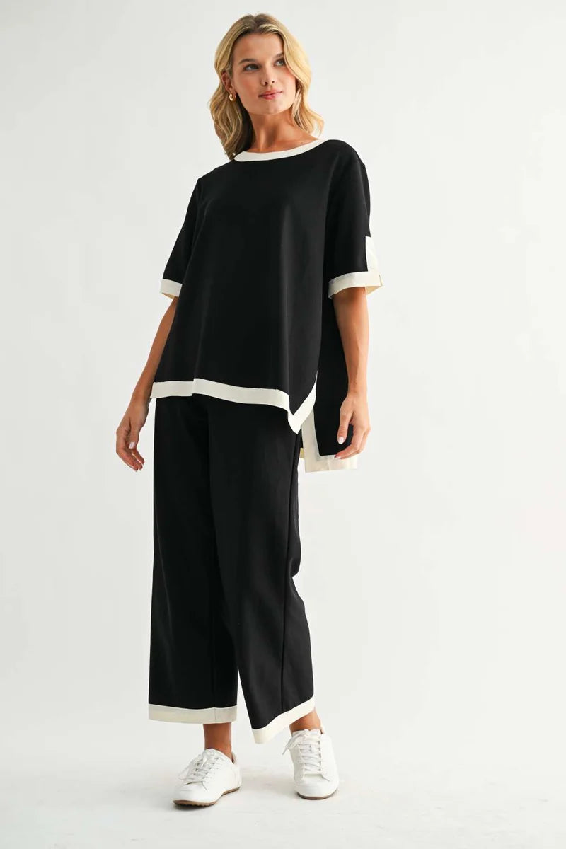 The Kiara Crepe Knit Pant/ Black