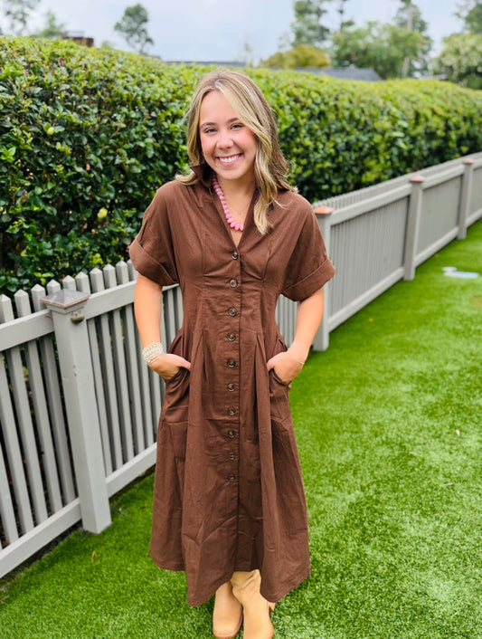 The Brenda Button Dress