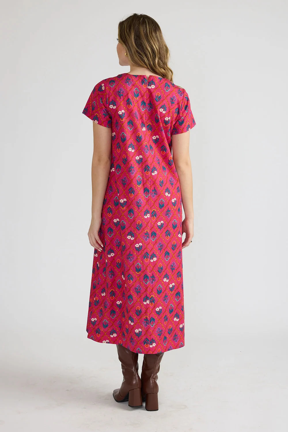 Double A/ The Ellie Dress/ Fuchsia Lattice