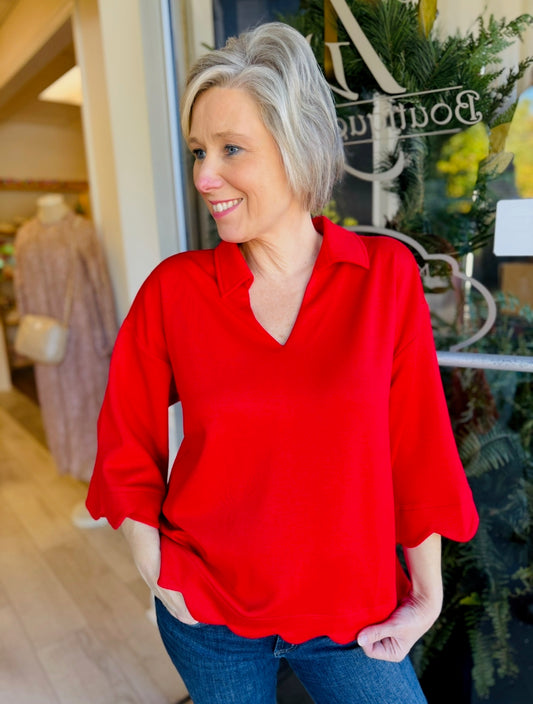 The Steva Scalloped Top