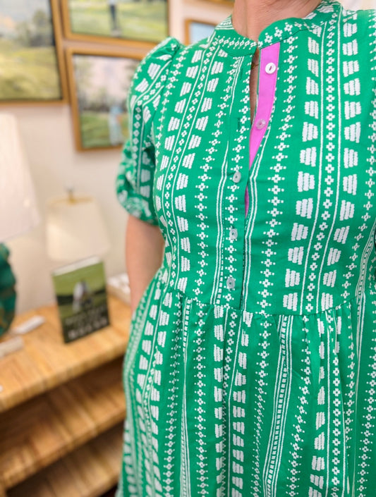 MS/ The Riley Dress/ Heritage Stitch Green