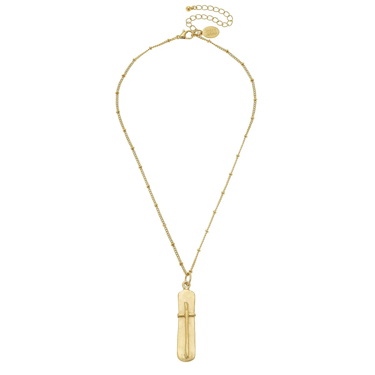 Susan Shaw/ Dainty Bar Cross Necklace
