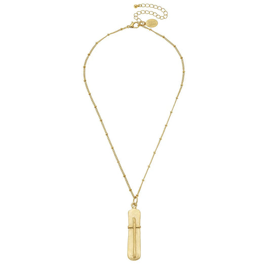 Susan Shaw/ Dainty Bar Cross Necklace