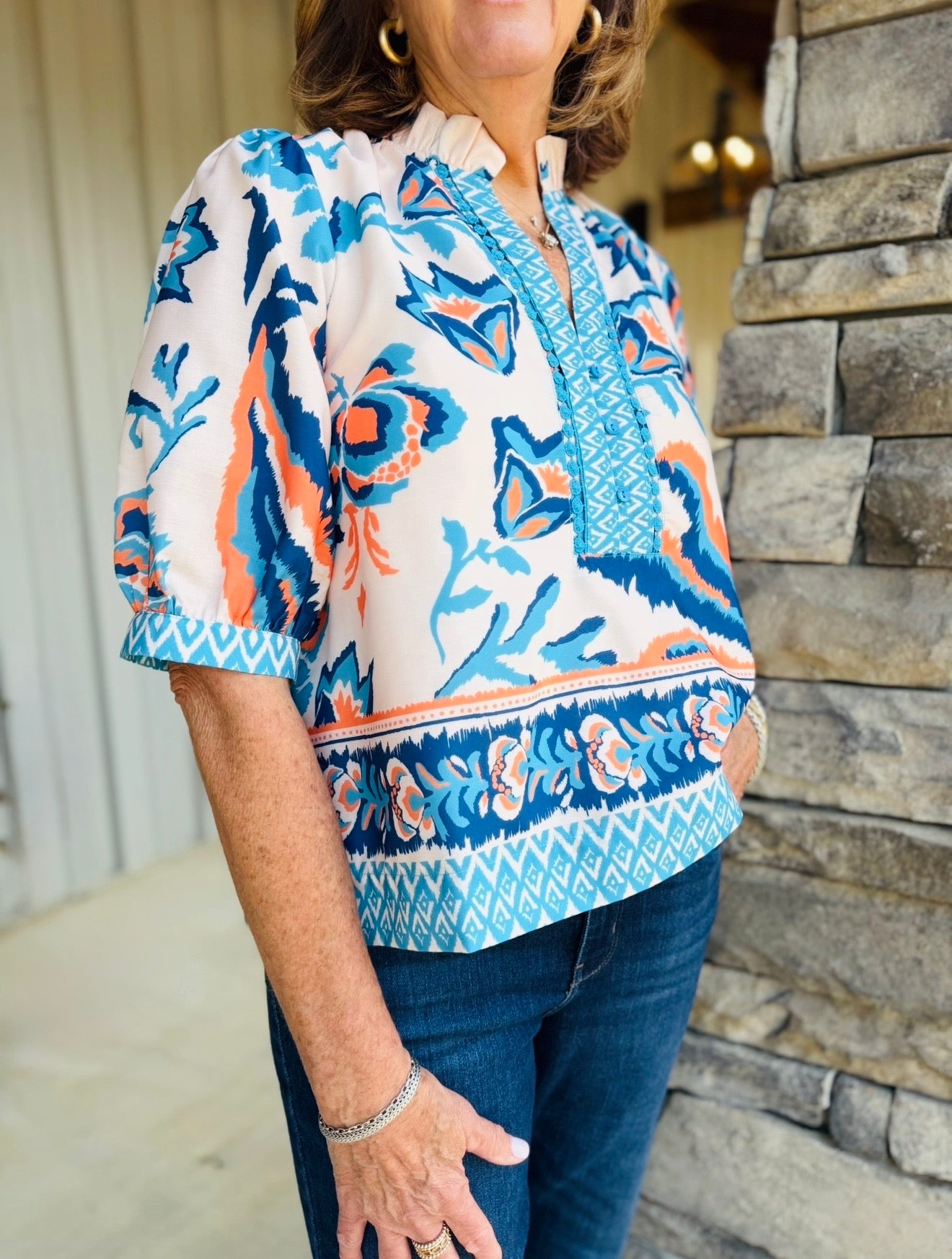 Joy + Joy/ The Trisley Trimmed Top