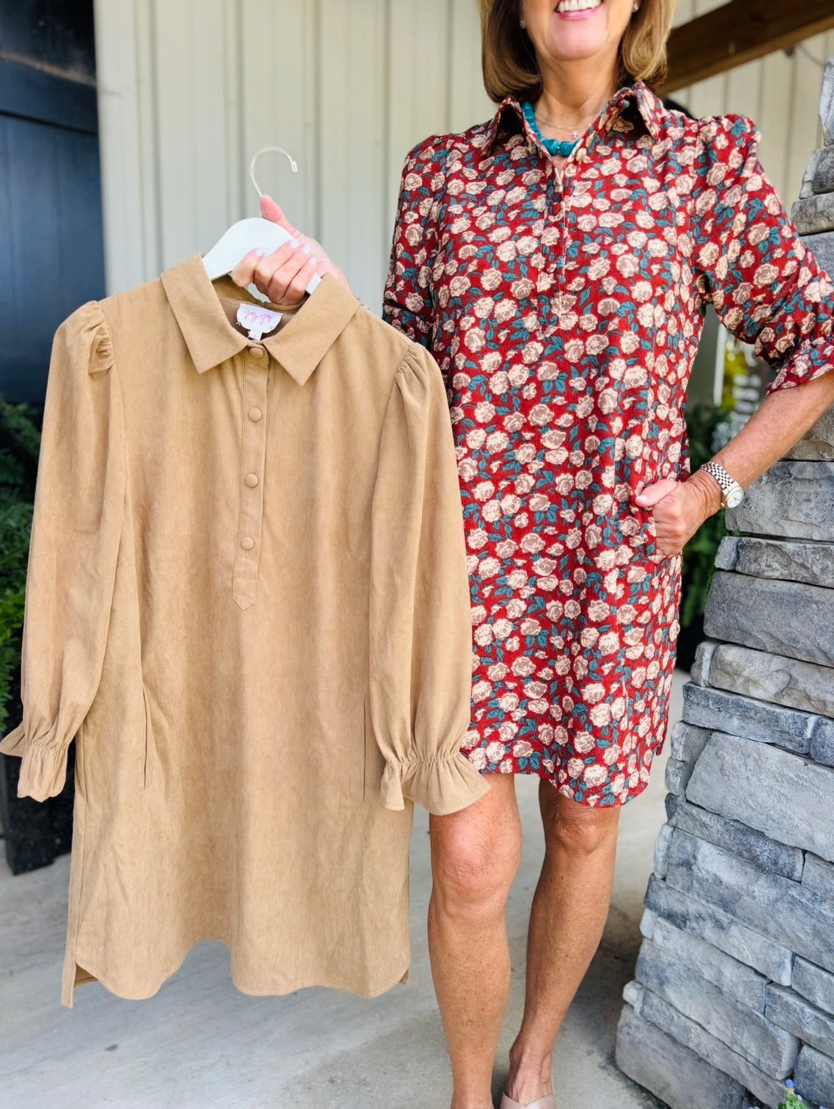 Joy + Joy/ The Paula Placket Dress/ Taupe