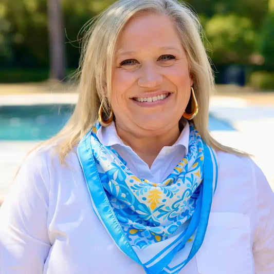 The Sorrento Mosaic Print Scarf/ Blue