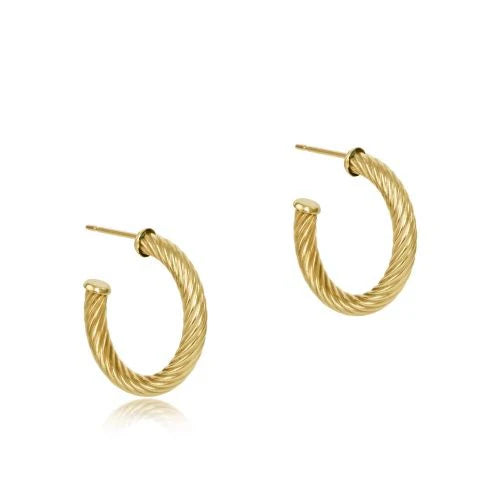 ENewton/ Round Gold 1.125" Post Hoop-4mm-Textured Twist