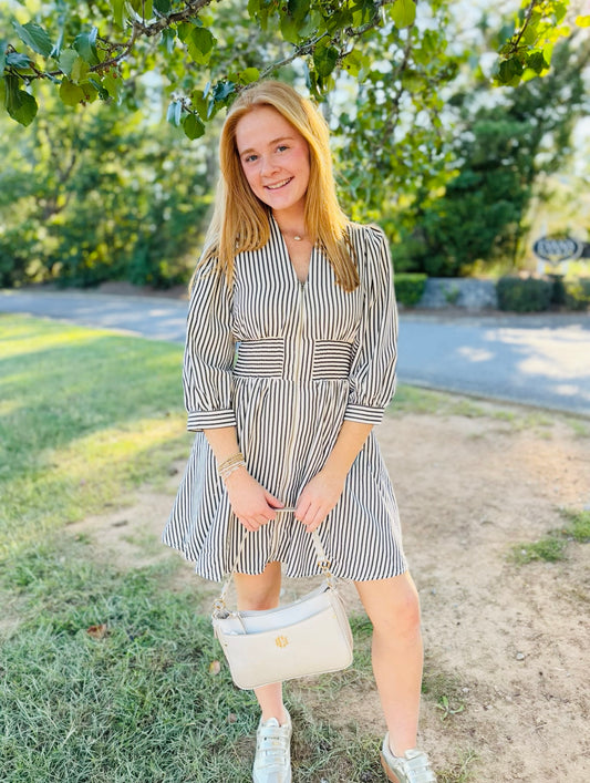 The Savvy Striped Mini Dress