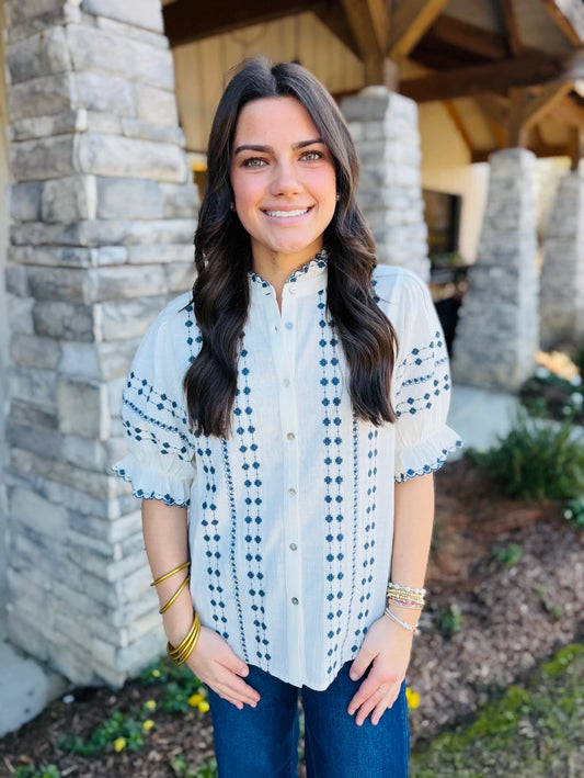 Ivy Jane/ Rows of Embroidery Top