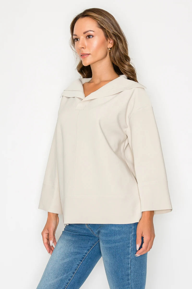 The Kourtney Crepe Knit Top/ Beige