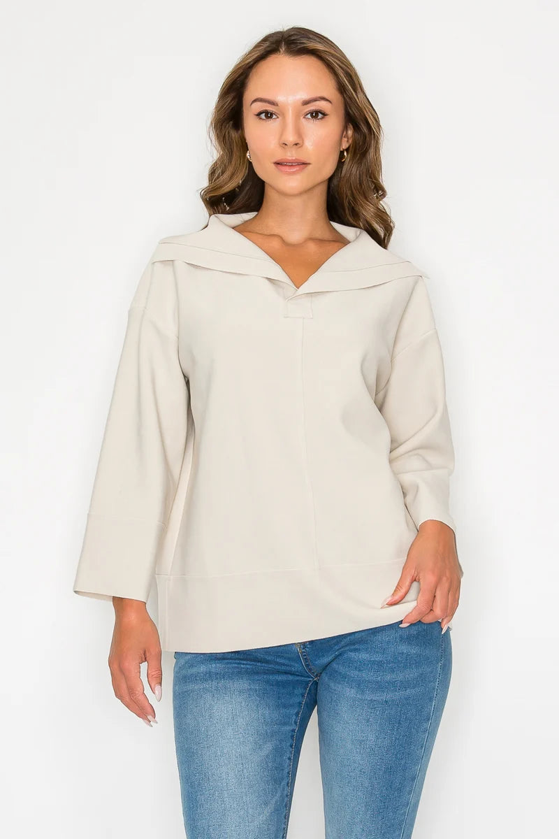 The Kourtney Crepe Knit Top/ Beige