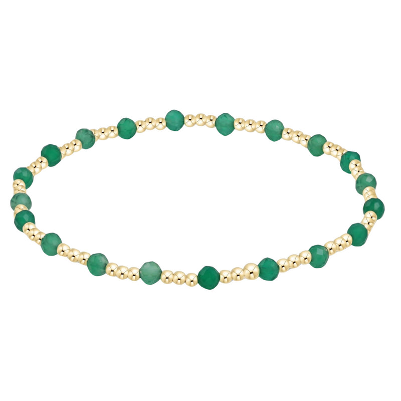 ENewton/ Gemstone Gold Sincerity Pattern 3MM Bead Bracelet/ Green Onyx