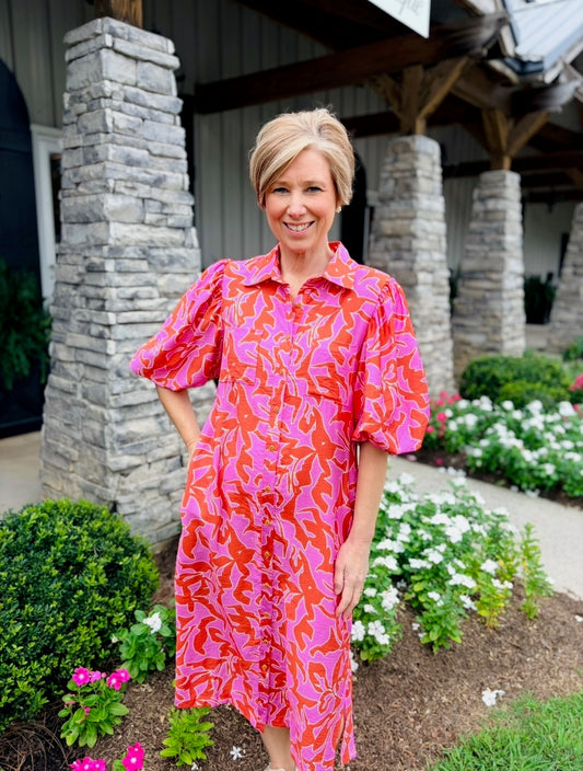 Uncle Frank/ The Midi Pouf Shirt Dress