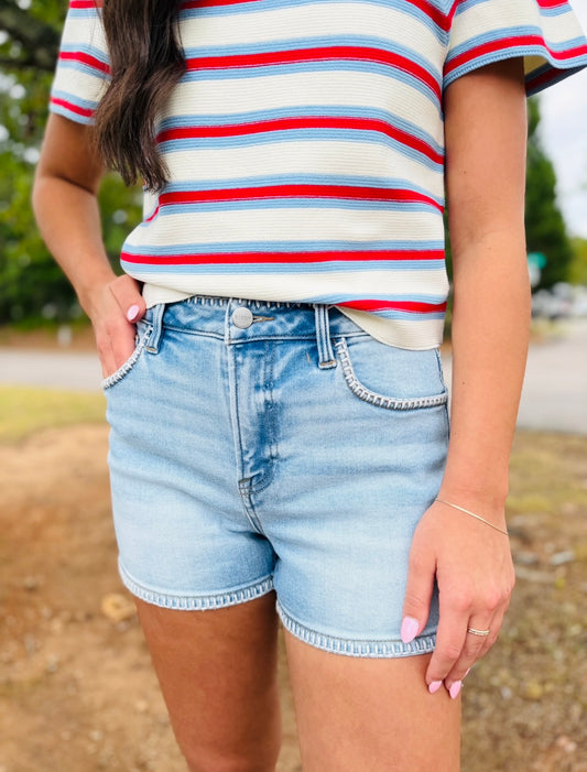 Risen/ Slouchy Jort with Embroidery