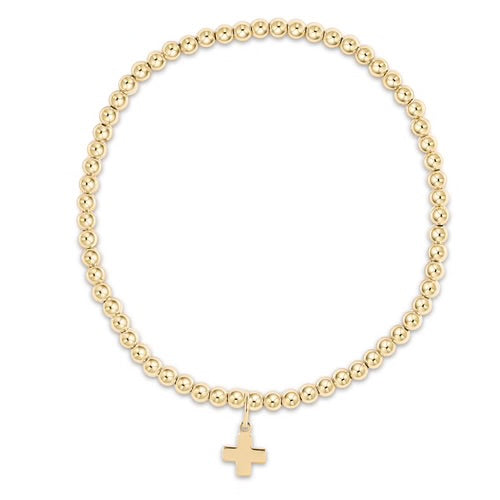 ENewton/ Classic Gold 3mm small cross charm beaded bracelet