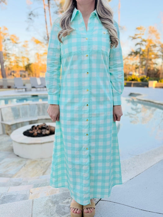 The Harper Dress/ Blue Buffalo Check