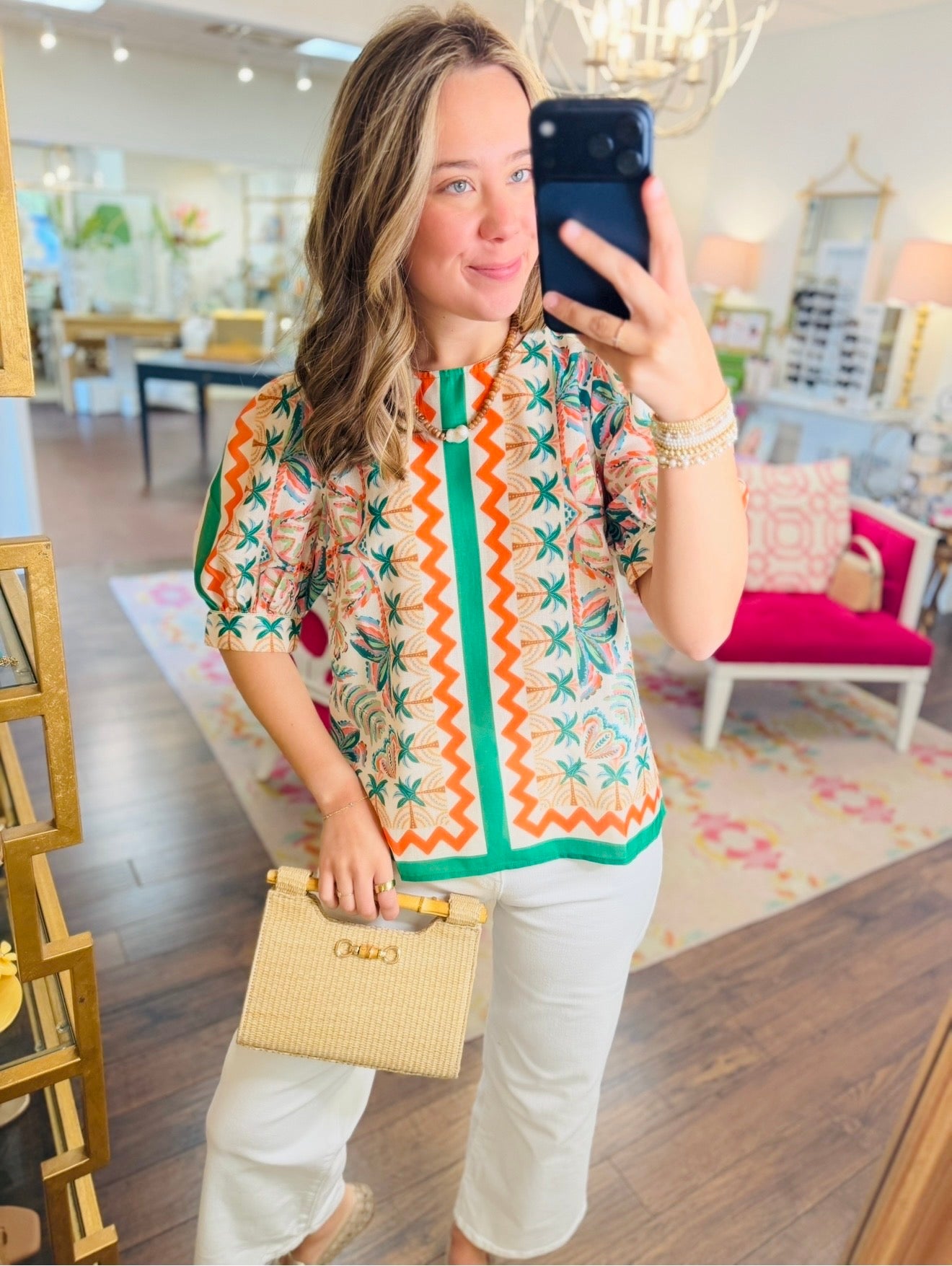Jade/ The Palm Fiesta Top