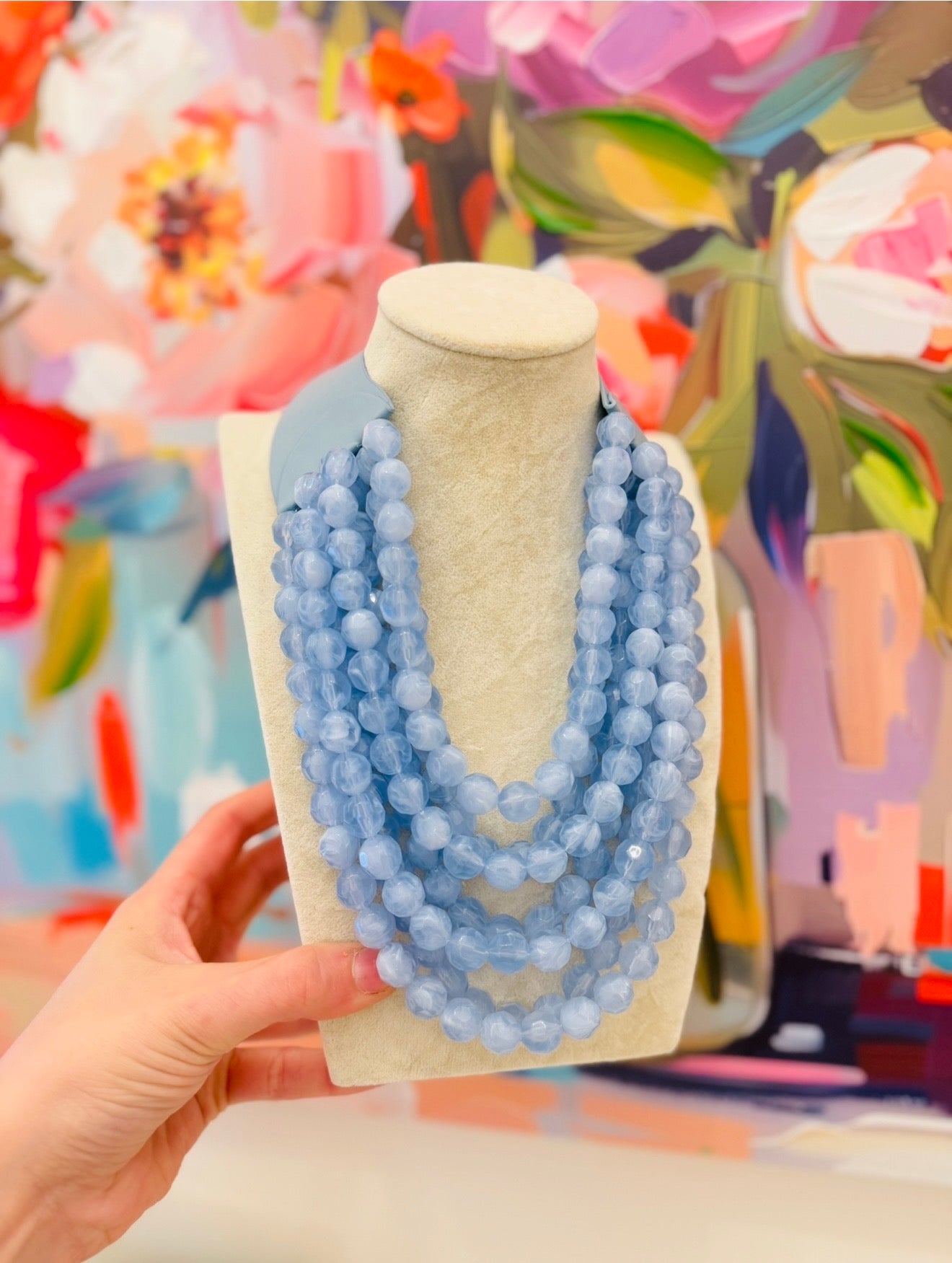The Arnie Agate Beaded Necklace/ Periwinkle
