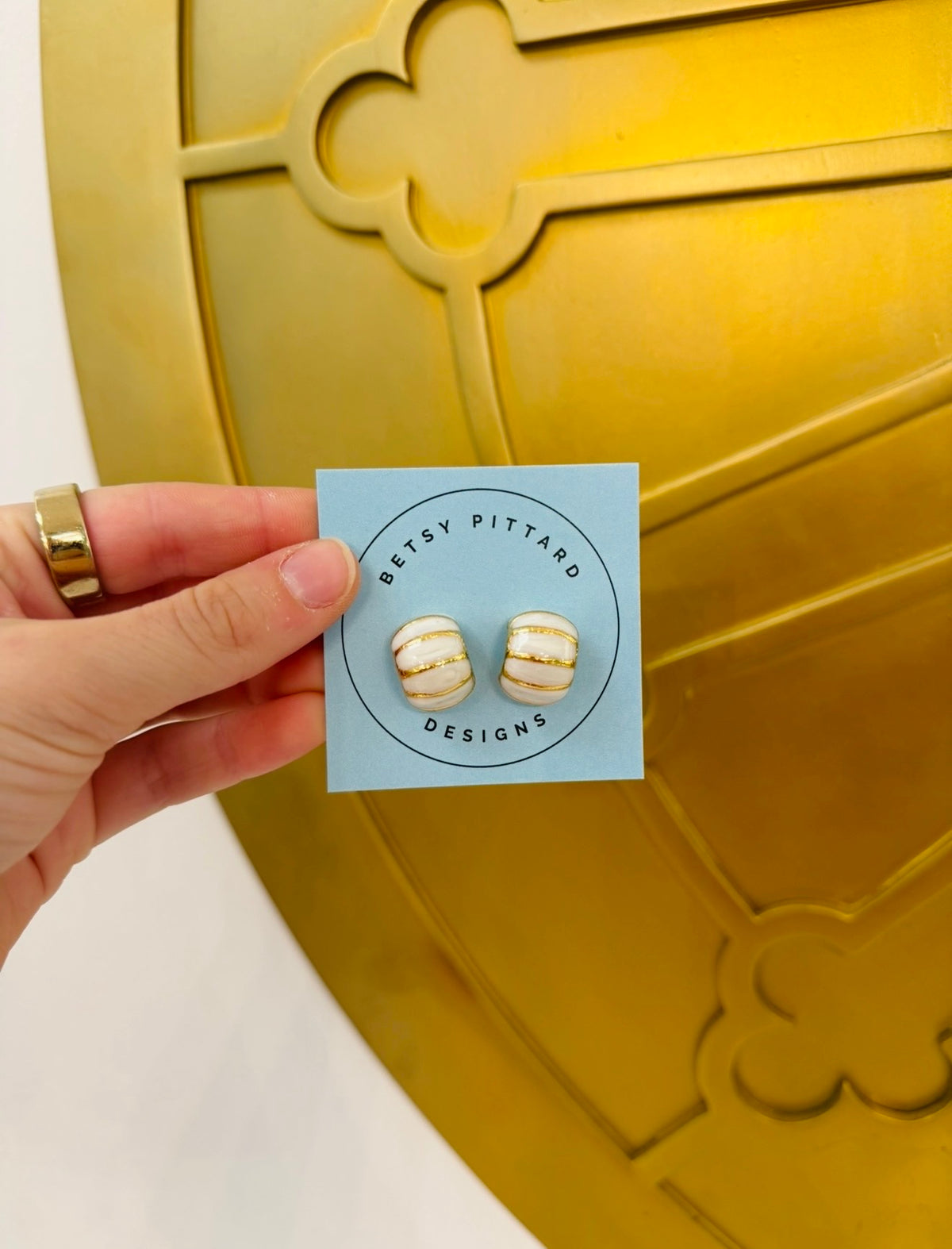 BPD/ Cream + Gold Hoops