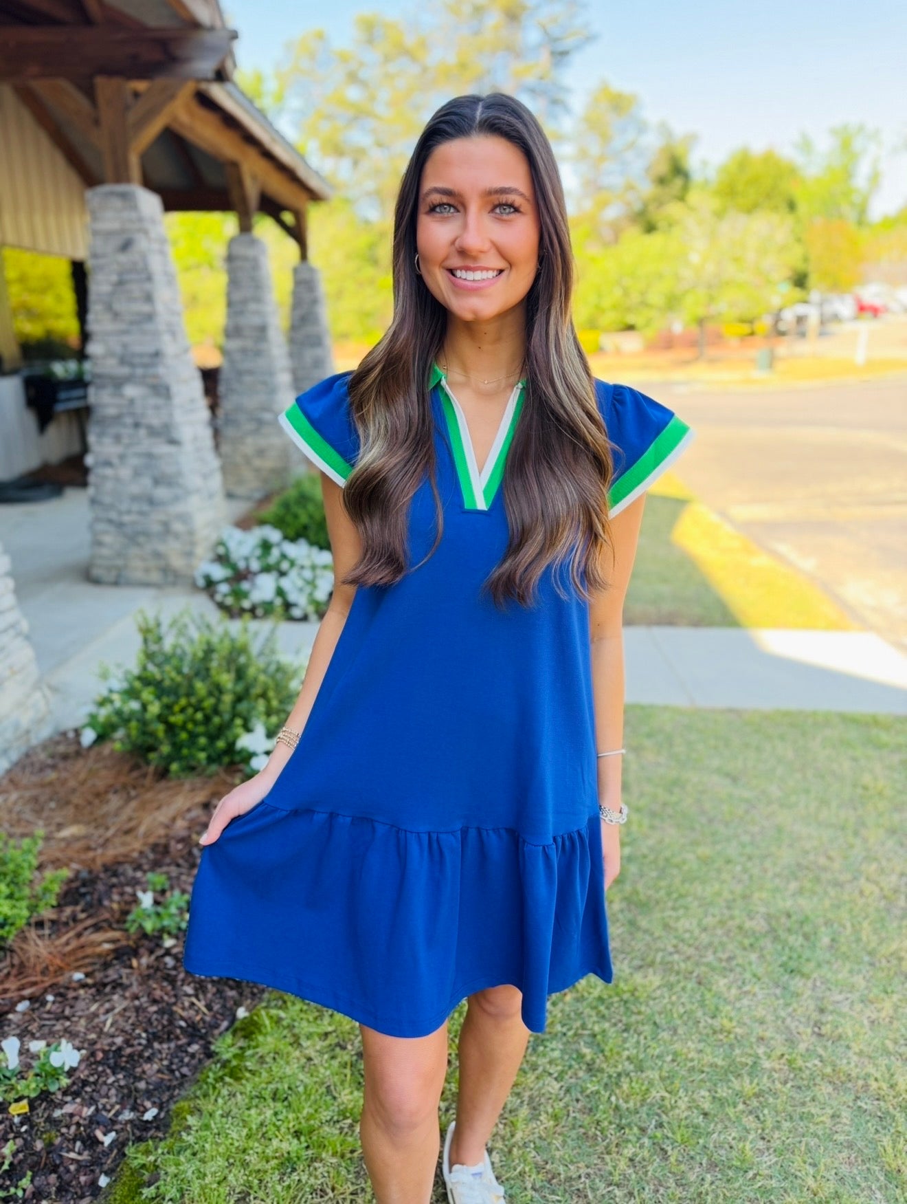 MS/ The Carissa Dress/ Navy + Green