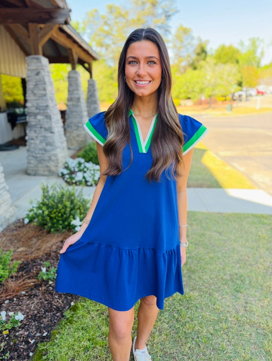 MS/ The Carissa Dress/ Navy + Green