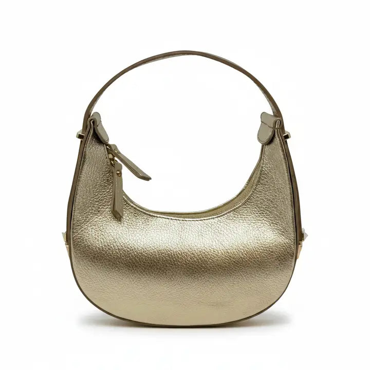 The Hollie Half Moon Leather Bag/ Gold