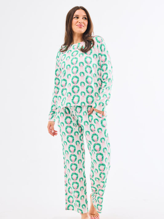 MS/ Annie Pajama Set/ Rosy Wreaths