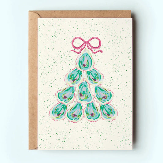 Colorful Oyster Tree Holiday Greeting Card