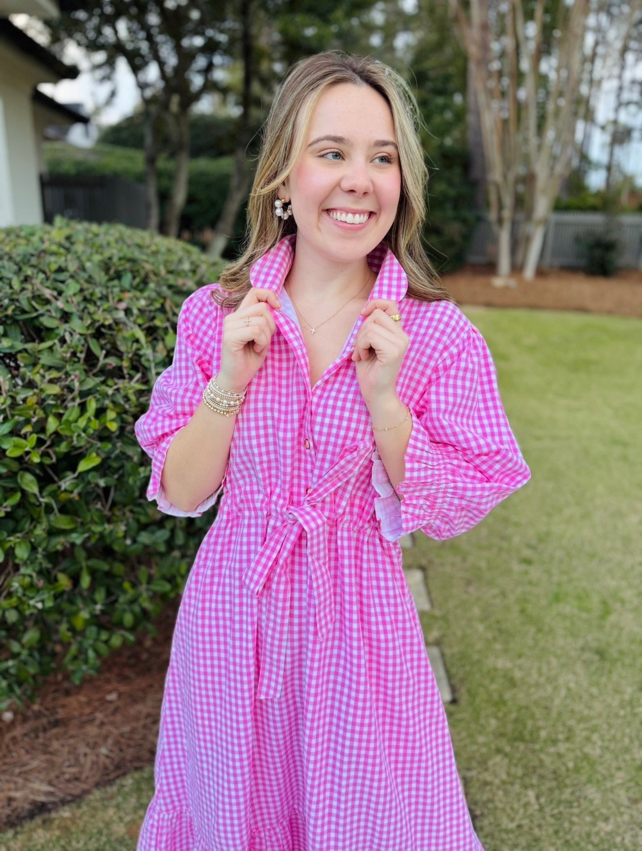 The Catherine Dress/ Pink + White Gingham