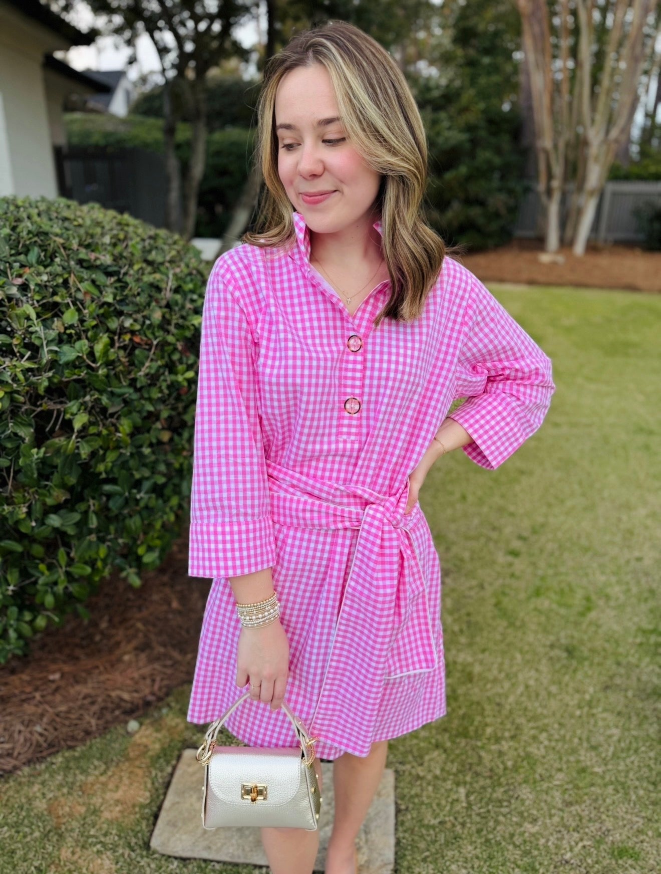 The Arden Dress/ Pink + White Gingham