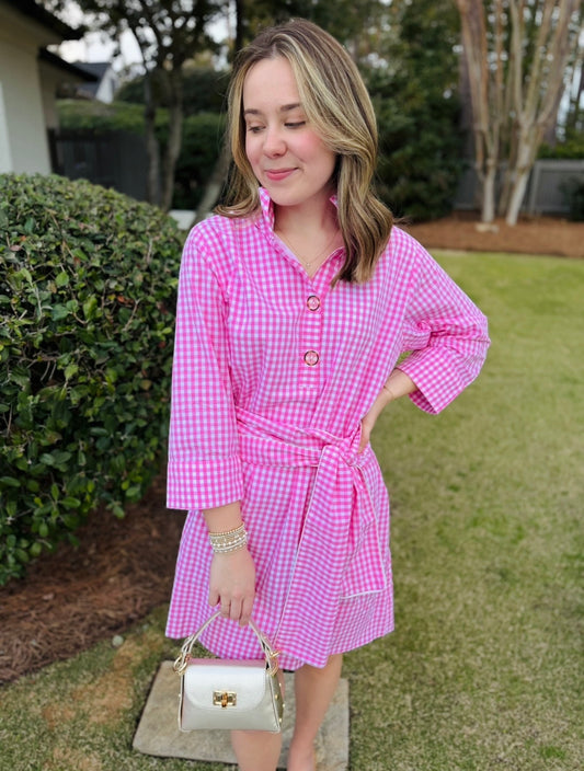 The Arden Dress/ Pink + White Gingham