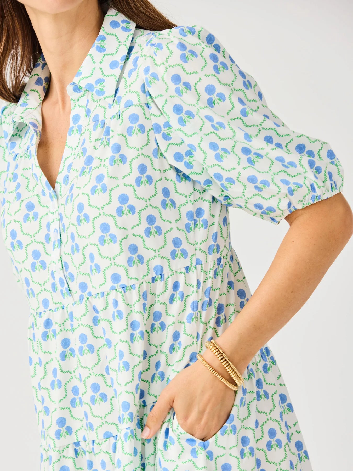 MS/ The Eloise Dress/ Sweetbriar Lattice Blue