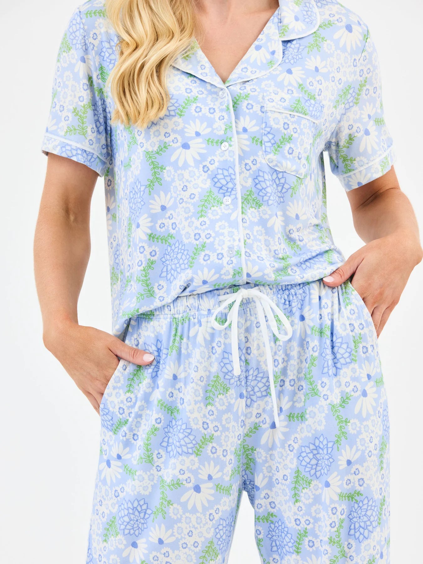 MS/ The Charlotte Pajama Pant Set/ Daisy Chain Blue