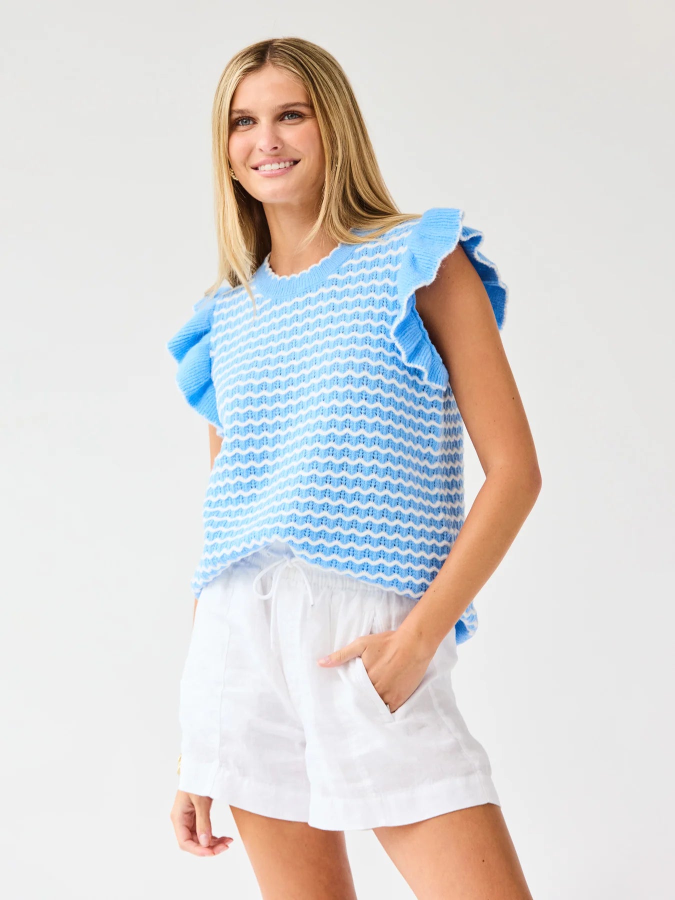 MS/ The Oakley Sweater/ Blue + White