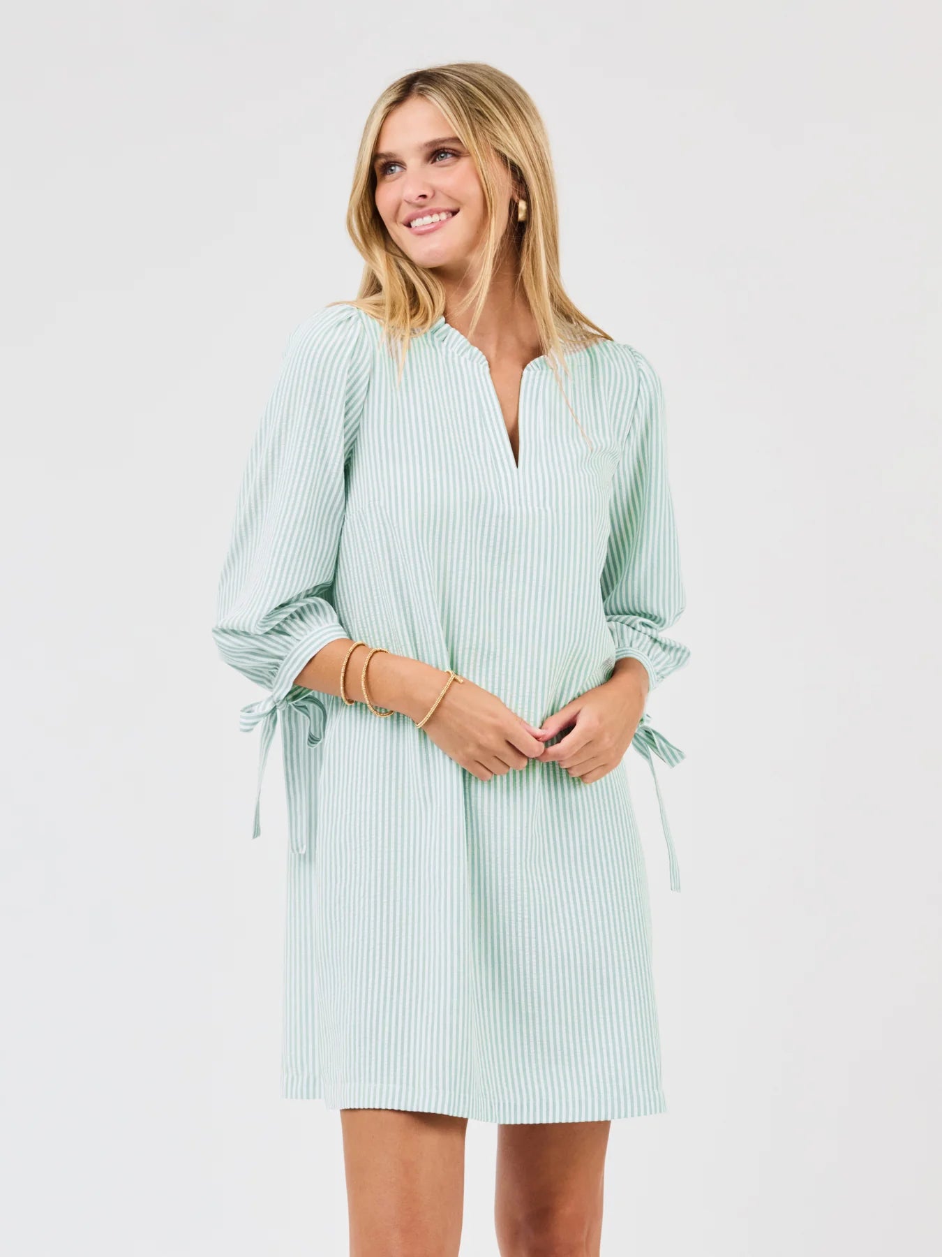 MS/ The Lainey Dress/ Seafoam + White / FINAL SALE