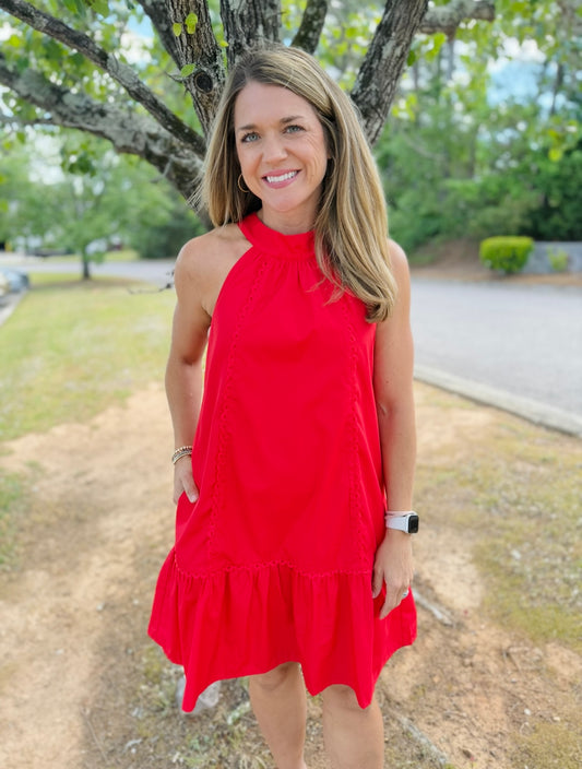 The Tye Trim Halter Dress/ FINAL SALE