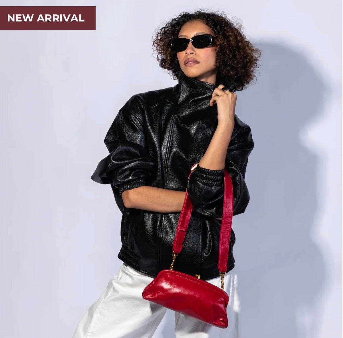 HOBO/ The Alba Frame Small Shoulder Bag/ True Red