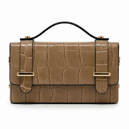 The Brynlee Buckle Crossbody/ Taupe Croc
