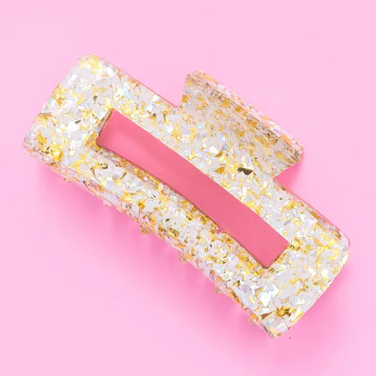 Claw Hair Clip/ Peal + Gold Confetti