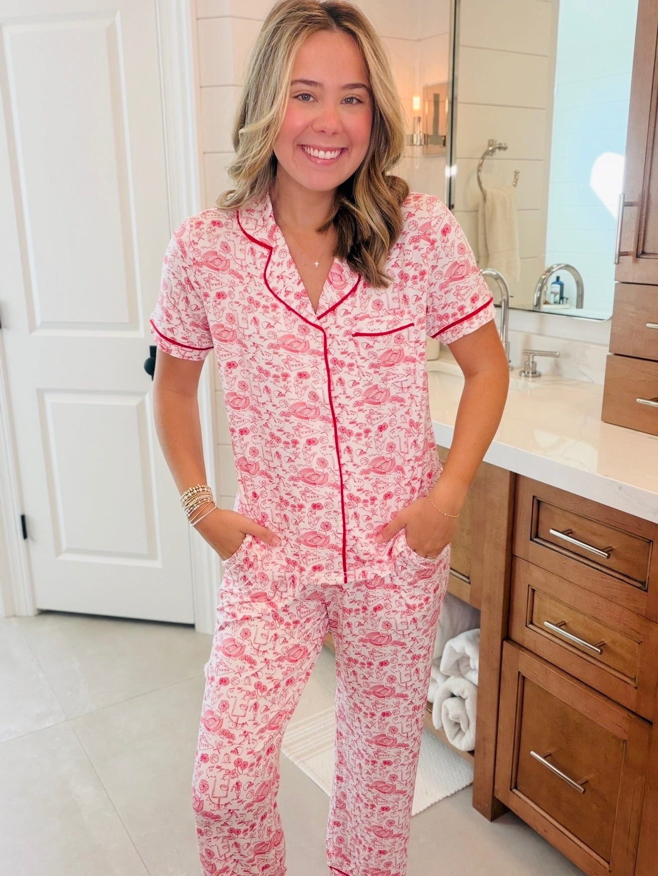 MS/ The Charlotte PJ Set/ Team Toile Red