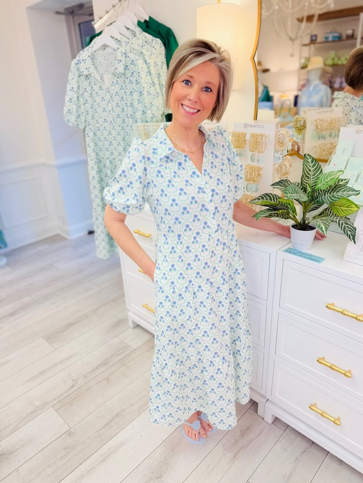 MS/ The Eloise Dress/ Sweetbriar Lattice Blue