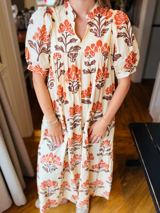 The Fall Time Floral Midi