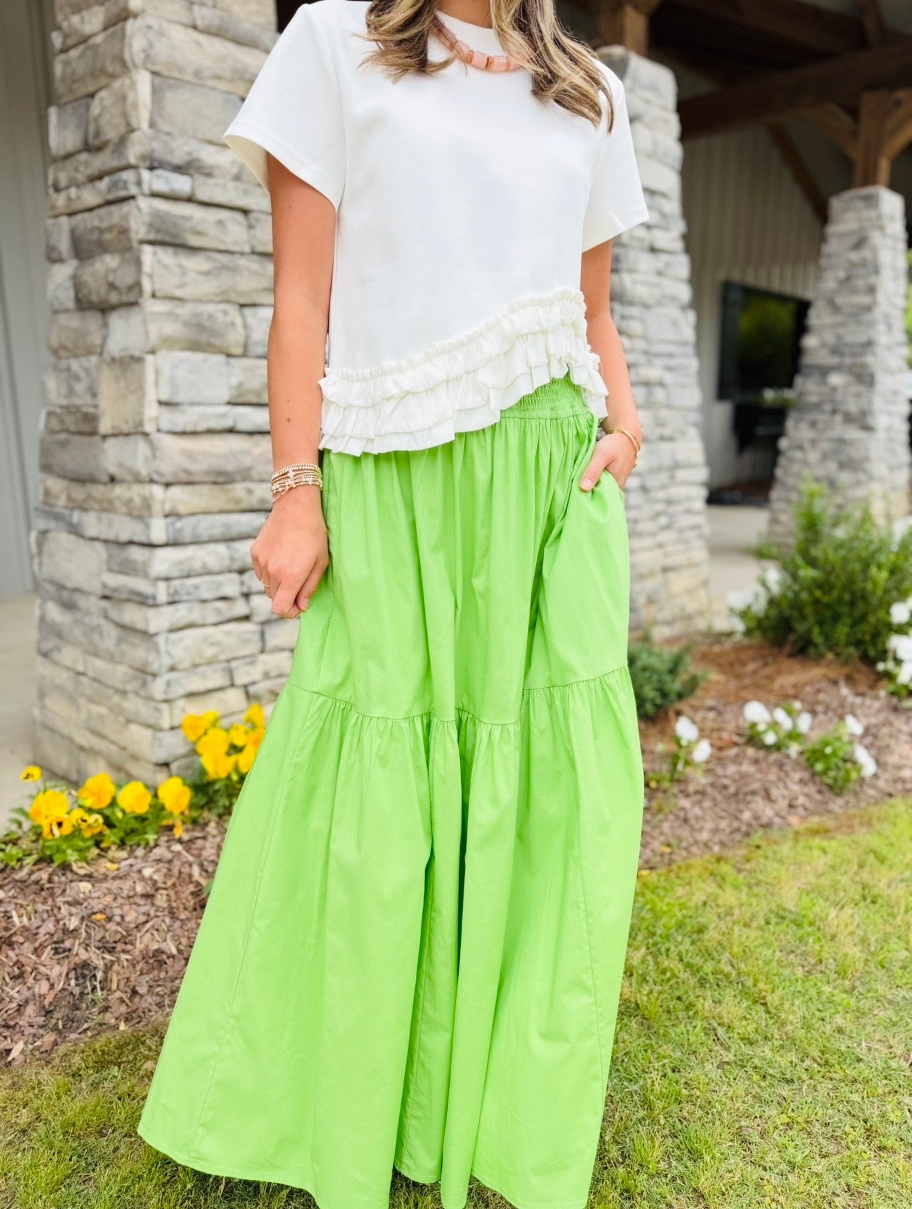 The Aerin Maxi Skirt/ Green Apple