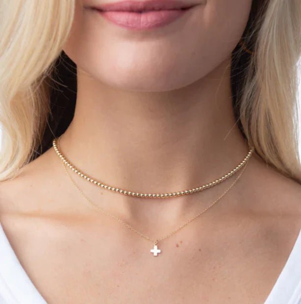 ENewton/ 16" Necklace Gold-Signature Cross Gold Charm