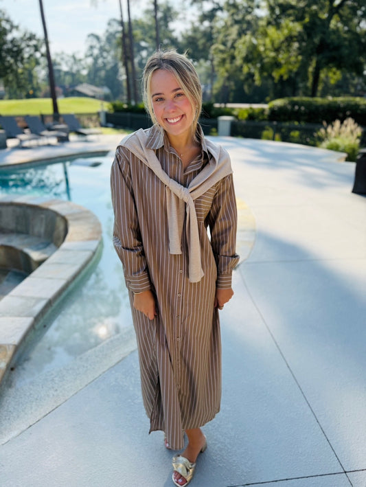 Karlie/ The Hailey Stripe Poplin Sweater Dress